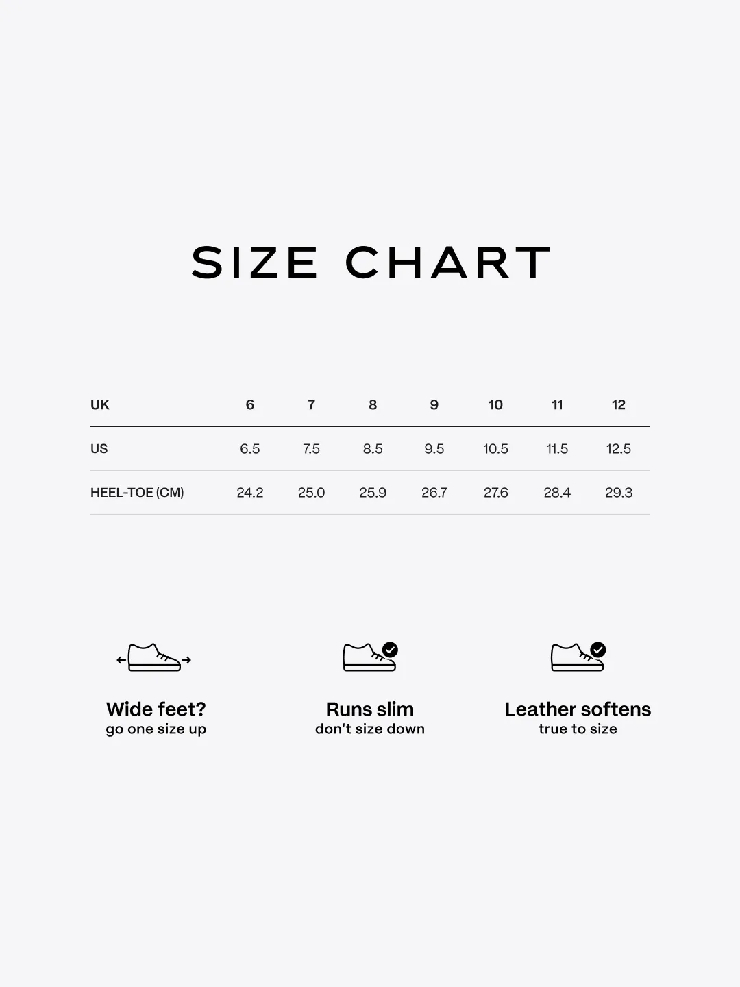 adidas Samba OG size chart