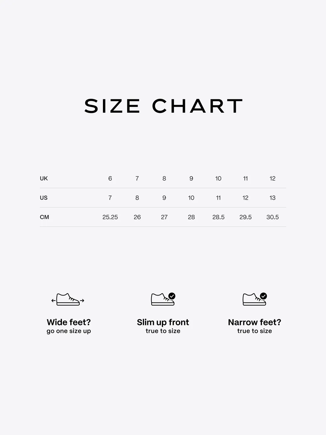 ASICS Novablast 6 size chart