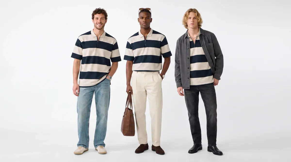 The Riviera Zipper Tee styled in Navy Blue